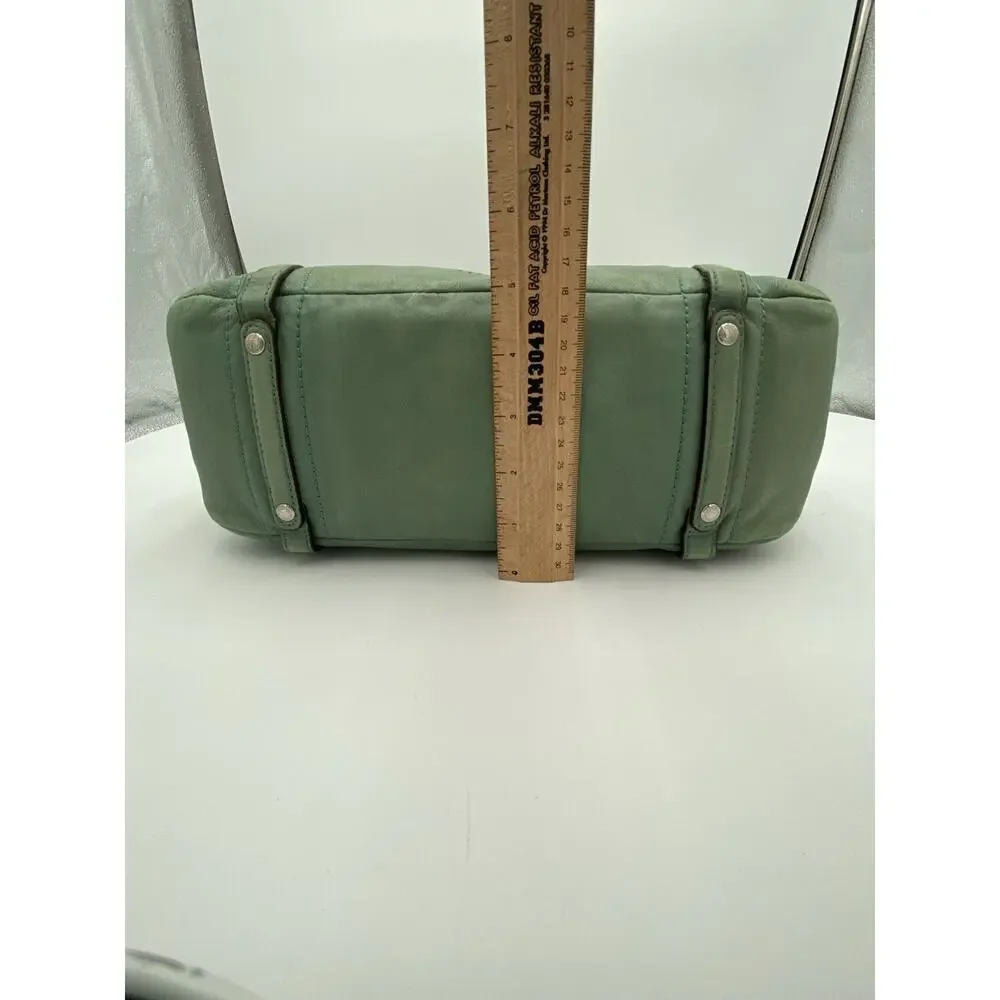 Coach Audrey Cinched Shoulder Bag Green Leather Double Handle Large 17064 READ